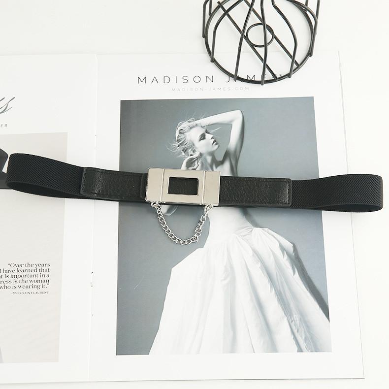 Fashionable Elastic Metal Waist Belt Women's Dress Suit Belt Autumn Winter Black In Stock