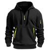 European Men's Fleece-Lined Hooded Jacket with Multi-Zipper Pockets for Autumn/Winter