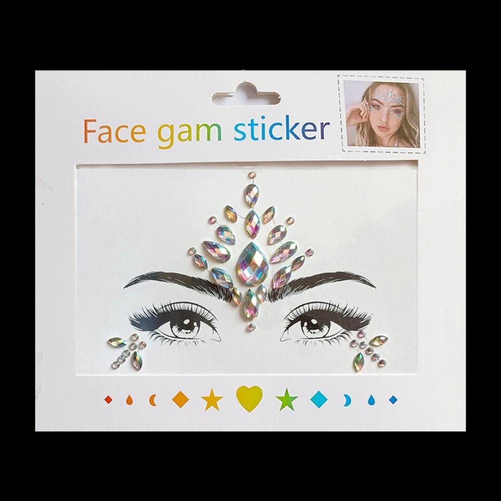 Fashion 3D Face Tattoo Crystal Sticker Fake Tattoo Temporary Tattoo Sticker  Girls