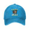 OIIAA Retro Spinning Cat Meme Baseball Cap Adjustable Lightweight Distressed Washed Black Hat with Green Text Casual Outdoor