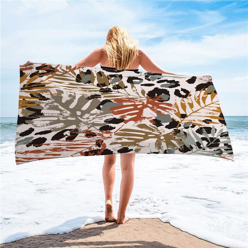 Summer Tropical Ultra-fine Fiber Beach Towel with Sun Protection