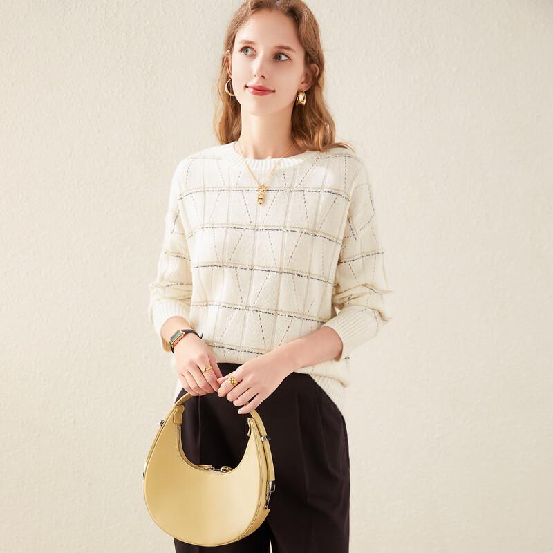 TUHUANG Women's Thick Pure Wool Crew Neck Pullover Sweater (TW34Y4893)