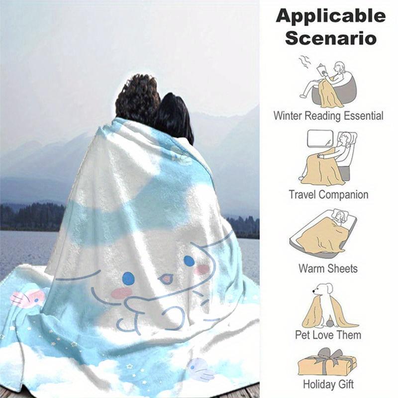 1pc, Sanrio Adorable Cloud Bunny Home Decor Blanket: Perfect Gift for Bedroom, Living Room, Travel, Camping, Car, Beach & Office Naps, Cozy Flannel Th