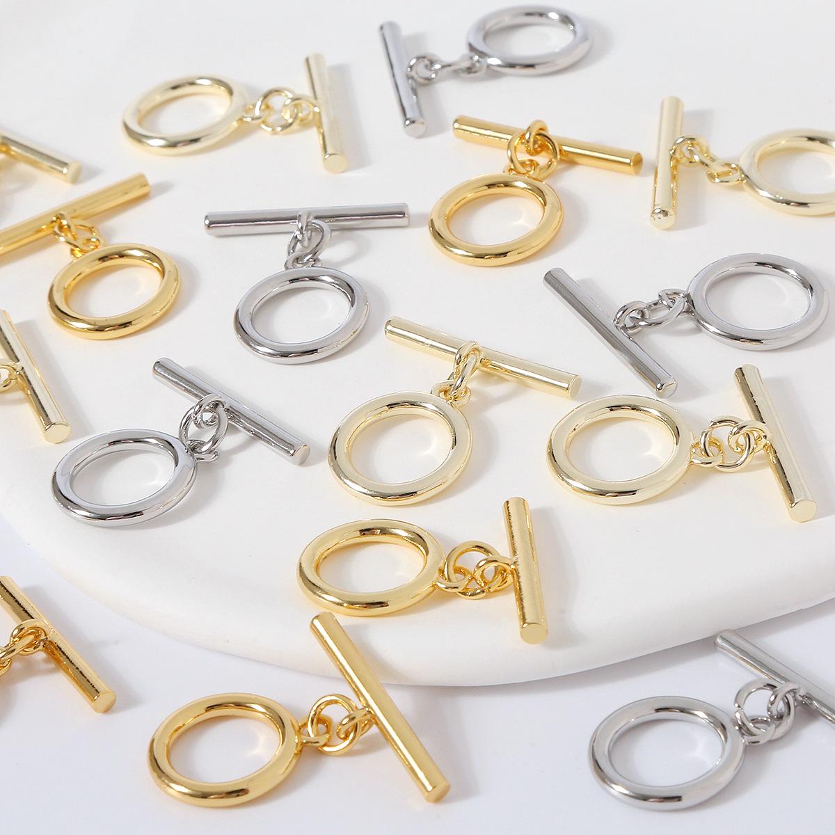 

14K Gold-Plated Copper OT Buckle Round Smooth Clasp for DIY Bracelets, Necklaces, and Jewelry Finishing Accessories 14K Gold Plated
