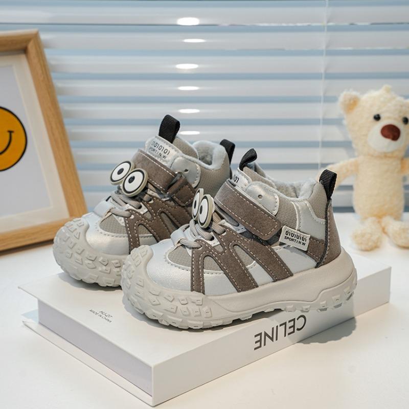 Kids Winter Fleece Lined Non Slip Soft Sole Toddler First Walking Sports Sneakers