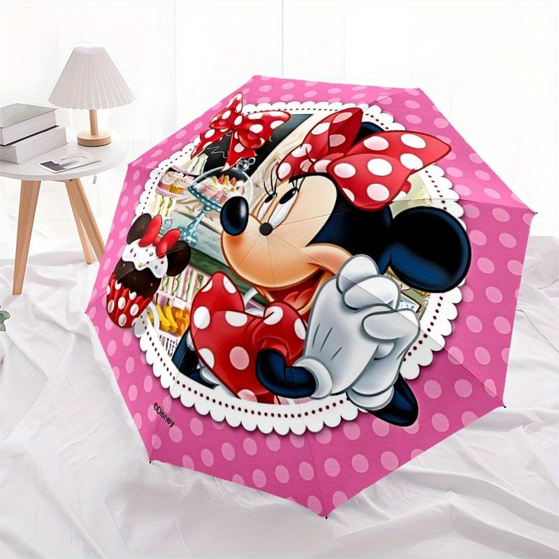 1pc Minnie Mouse Automatic Folding Umbrella, 8-Rib Portable & Foldable Design,  Highqualityy0722037