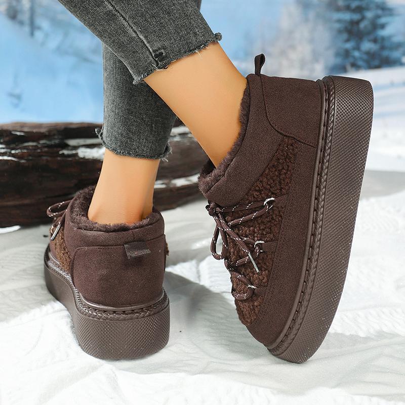 Fashion Fashion Lace Up Platform Snow Boots Women 2025 Thicken Plush Warm Winter Boots Woman Thick Sole Non Slip Cotton Padded Shoes