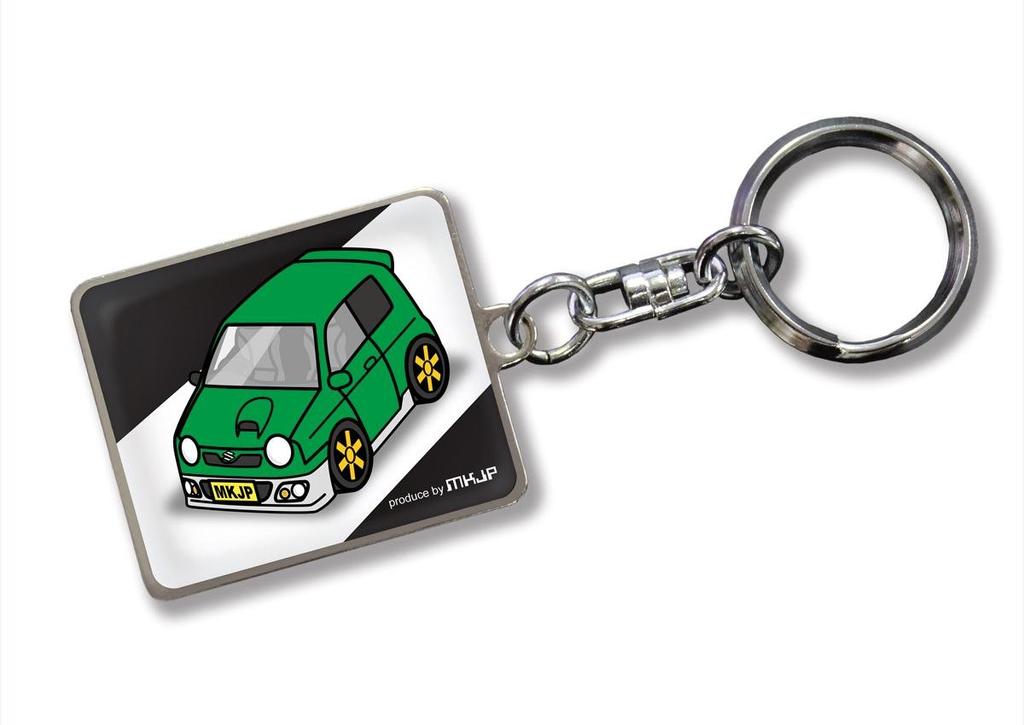 Custom Keychain for Suzuki Alto Works Black Green Car Color [MKJP] HA11S, Base,