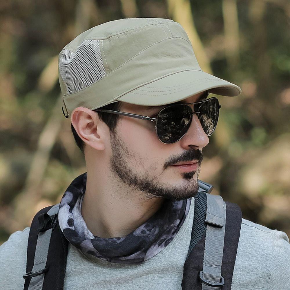 Adjustable Flat Top Hat Solid Color Men’s Sun Hat Casual Flat Peaked Cap  Unisex