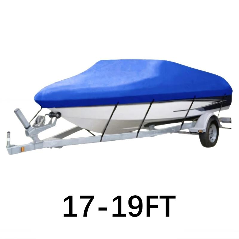 All Season Protective Boat Cover Waterproof 210D Oxford Fabric with UV Defense Suitable for 17 To 19 Foot V Hull Boats