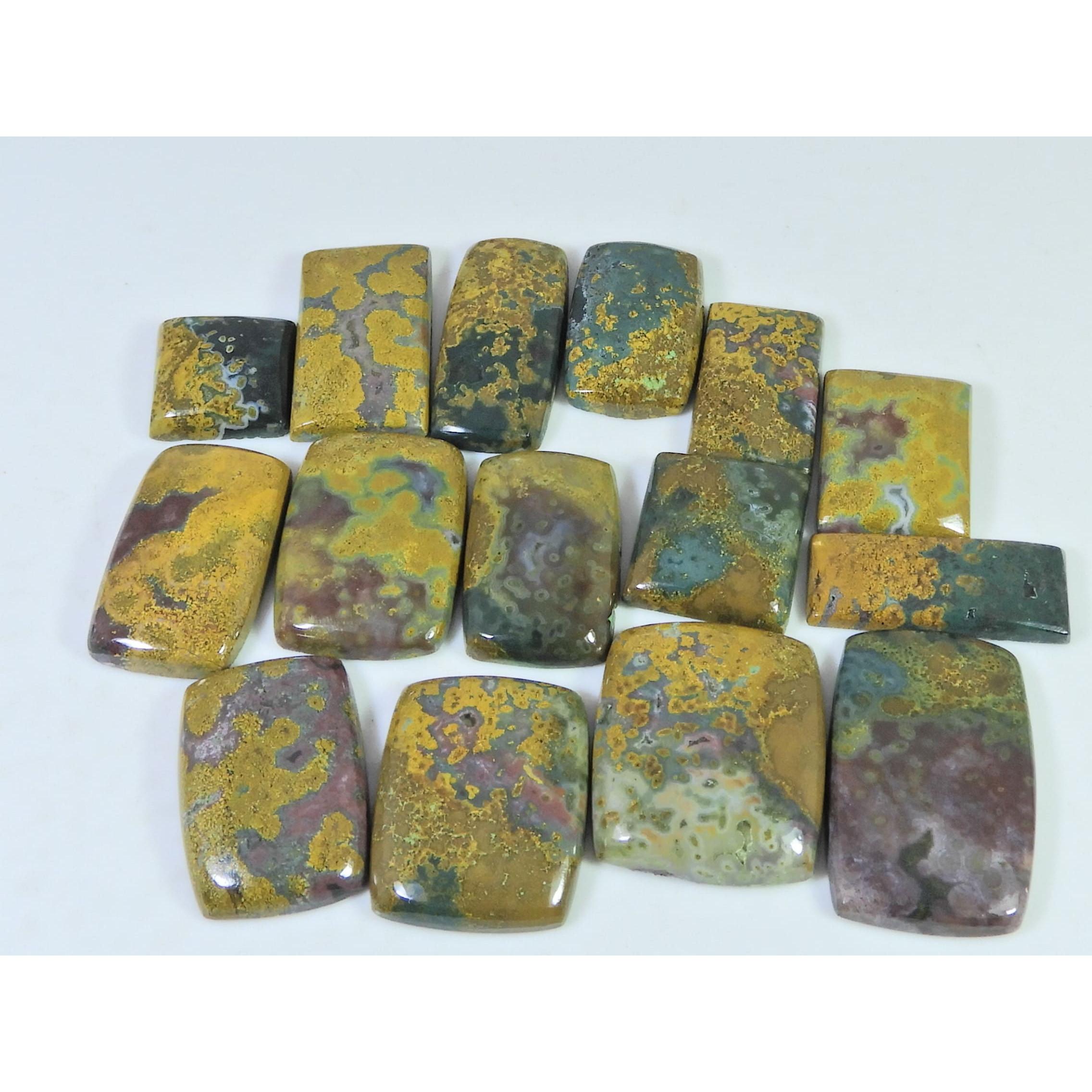 

206Cts. Натуральный Океанический Яшма Восьмиугольник Кабошон Россыпью Драгоценный Камень 15 Шт. Партия C-1420