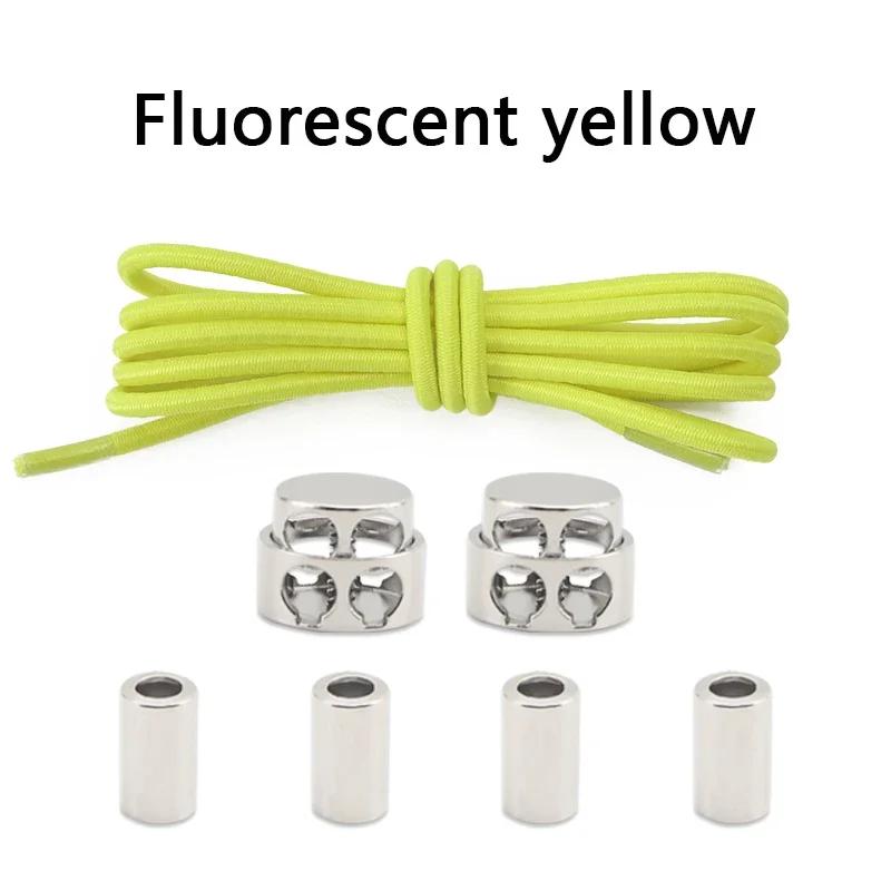 1 Pair Round Elastic Shoe Laces No Tie Shoelaces Tieless Metal Spring Buckle Shoelace for Kids Adults Elderly One Size Fit All