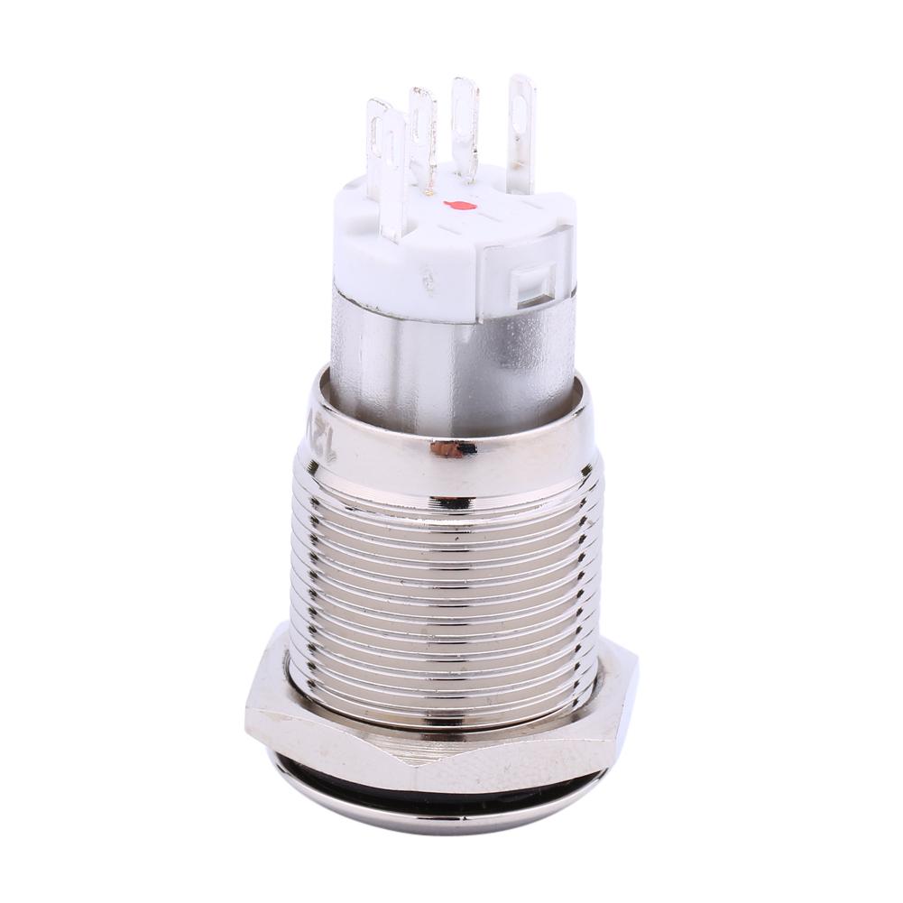 1 piece 16mm 1NO 1NC Connection 12V Metal LED Toggle Switch Latching Push Button