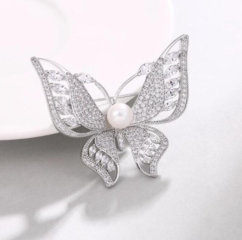 Fashion Delicate Rhinestone Butterfly Brooches for Women Clothing Coat Jewelry Accessories Gifts
