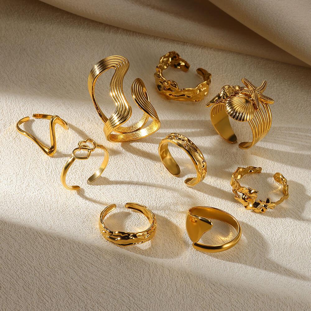 Stainless Steel Geometric Irregular Snake Ring