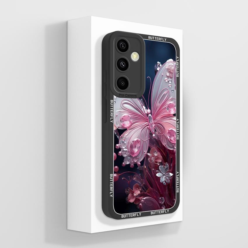 

Чехол для телефона Samsung A55 A56 A52 A30 A32 A34 с милыми мультяшными кошачьими узорами, защитная пленка для экрана, жидкий силикон, противоскользящая накладка для Samsung, чехлы для мобильных телефонов Samsung A55