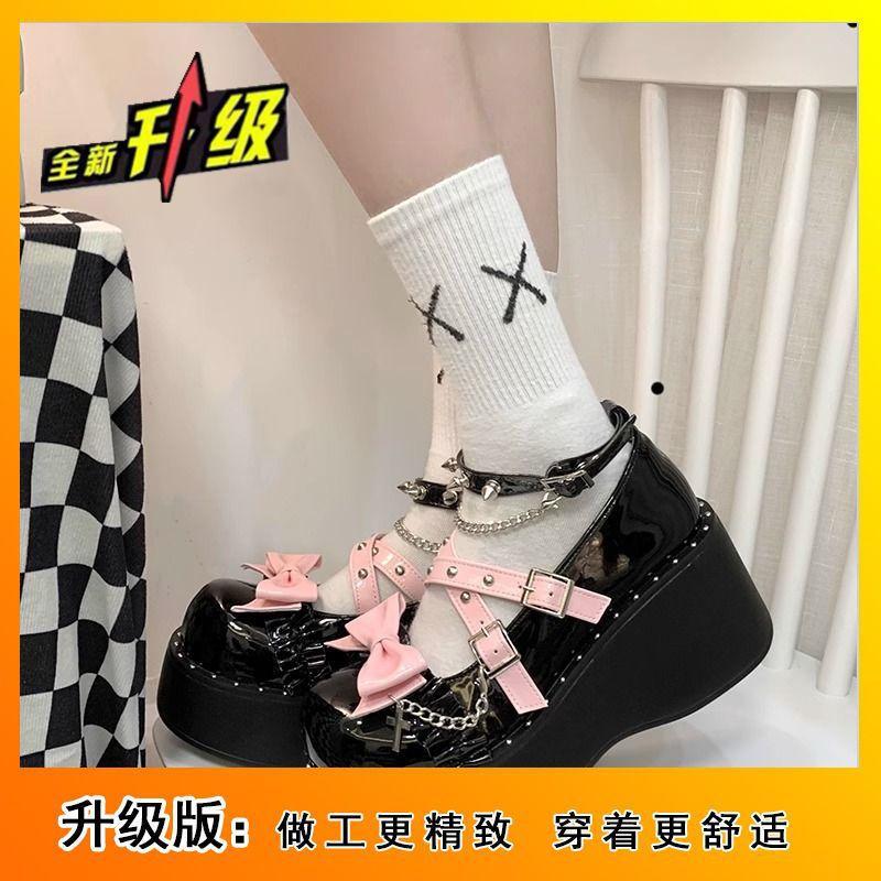 Japanese cos single shoes 2025 new subculture spice girls dark punk style muffin shoes thick sole heightening Lolit shoes