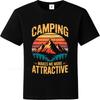 Unisex Summer Unisex T Shirt Camping Makes Me More Attractive Mountain Sunset Design Short Sleeve Adult Oneck Tshirt