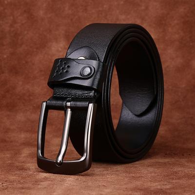 Ceinture Tendance Simple, Élégante et Polyvalente en Cuir de Vachette Italien Première Couche pour Homme Ceinture Décontractée en Cuir Véritable pour Homme