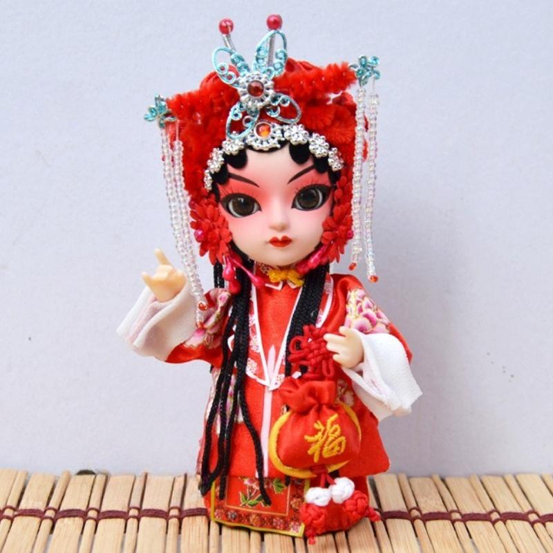 Chinese Peking Opera Mask Doll Opera Character Decoration Silk Doll Chinese Handmade Decorative Gifts Shop Decoration Doll
