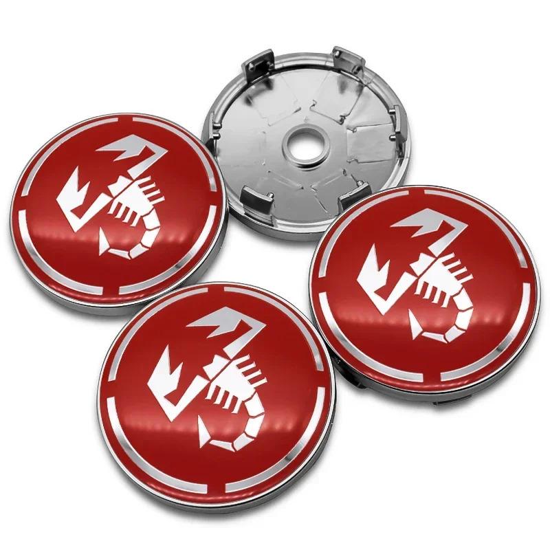 AAZD1 4Pcs 56mm+60mm For Abarth Stilo Palio Bravo Doblo Fiat 500 Punto Accessories Car Wheel Center Cap Logo Hub Cover Badge Emblem