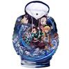 Herren Anime Kapuzenpullover mit 3D-Digitaldruck Demon Slayer Design Lockere Passform Langarm Lässiges Oberteil