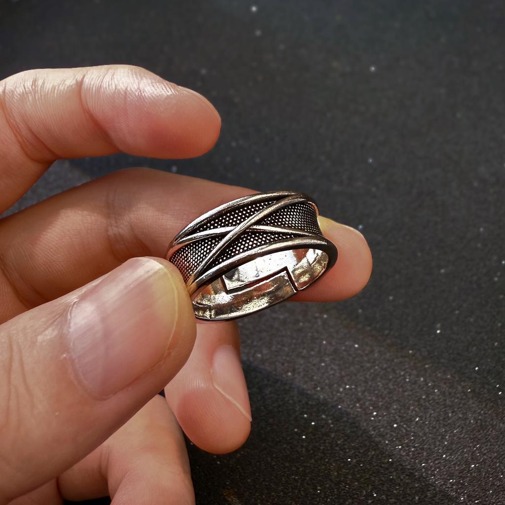 Retro Time Space Black Goku Adjustable Open Ring For Men Punk Gothic Edgy Couple Jewelry Cosplay Accessories Anime Lovers Gift