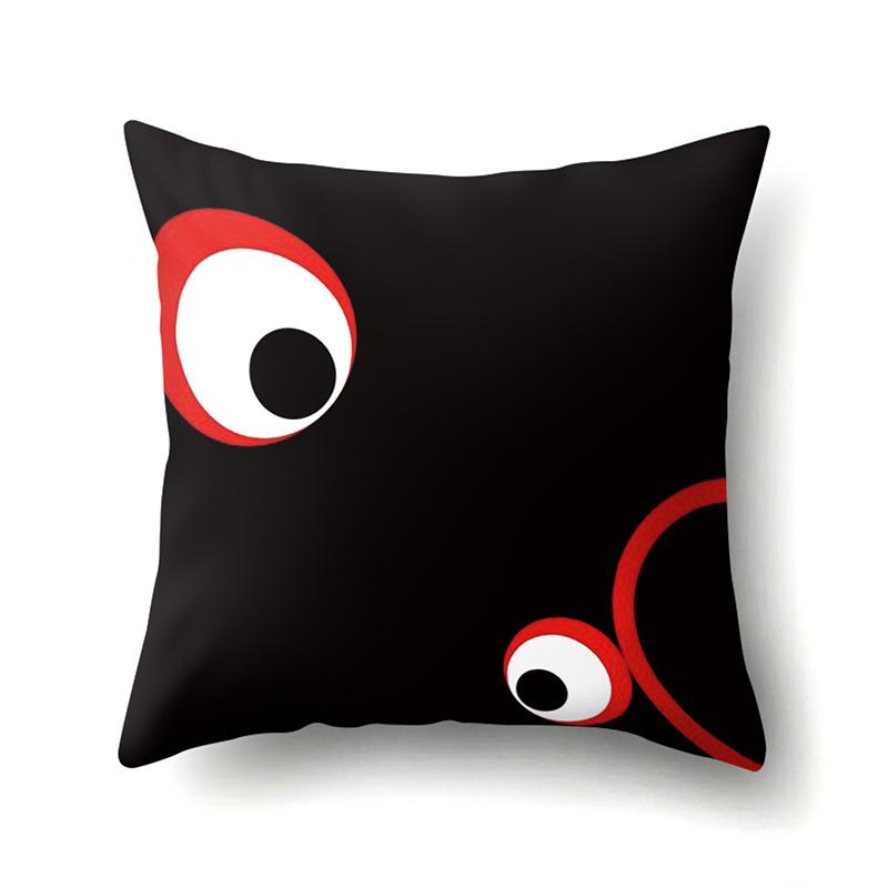 Polyester Pillow Case Car Black and Red Geometric Circle Lines Decorative Home Print Pillow Bedside Cushion Cover
