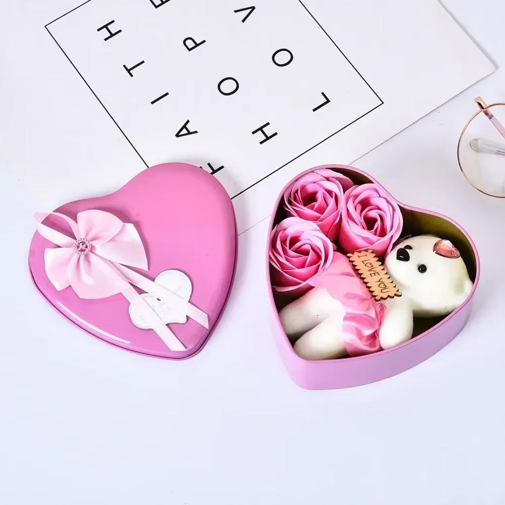 Valentine's Day Bear Rose Gift Box Romantic Flower Bear Bouquet Wedding Birthday Party Decoration Home Decor Gift for Girlfriend