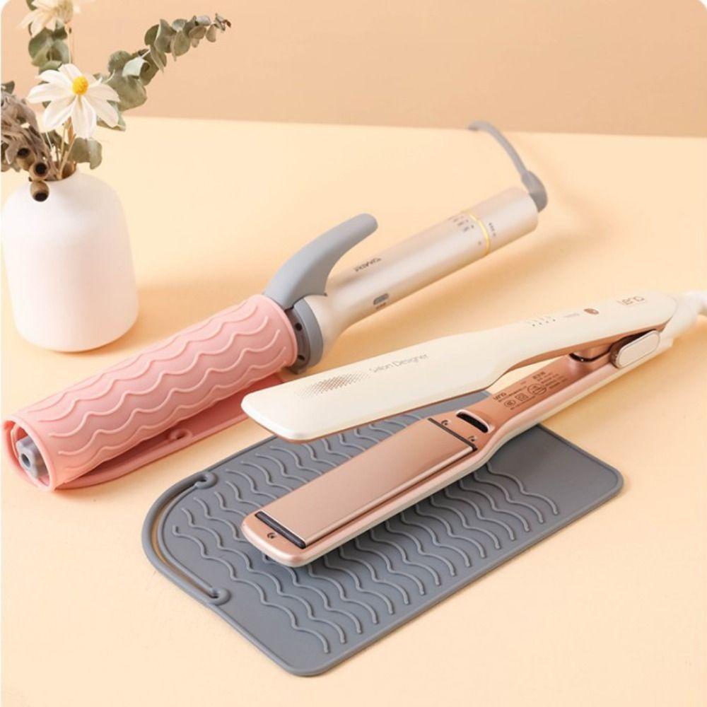 Curling Iron Anti-Heat Sleeve Silicone Heat Pad With Perm Clip Hair Straightener Storage Bag