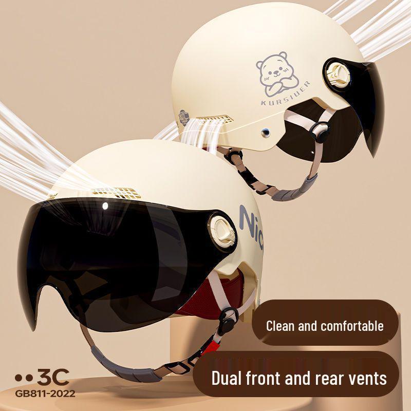 3C Certified Women's Electric Vehicle Summer Helmet with Sun Protection - Lightweight, Universal Fit
