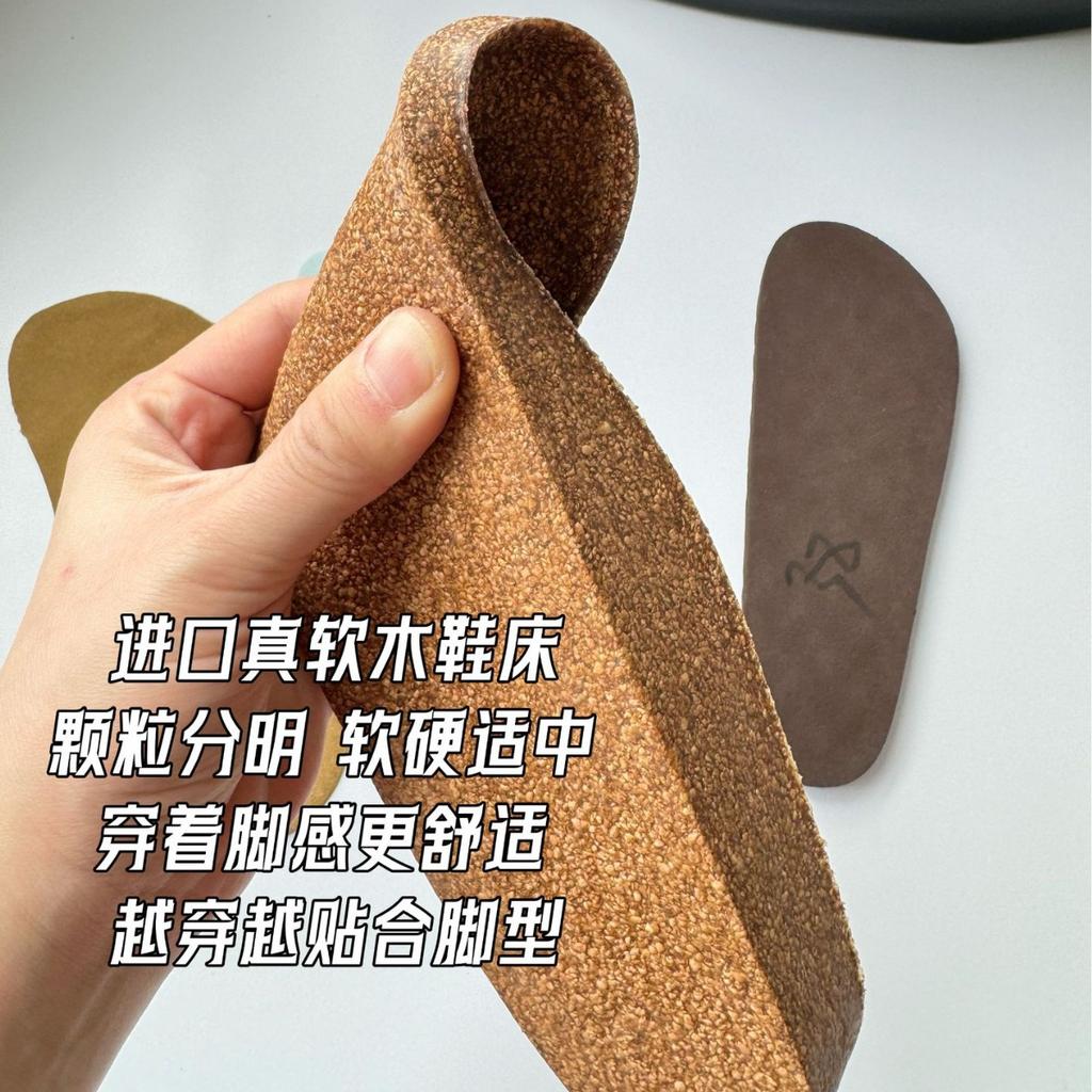 Sangpo Birken Shoes Women's Retro Cork Inner Height-increasing Sandals Bag Head Leather Thick Sole Outer Wear Fishing Birken Half Slippers