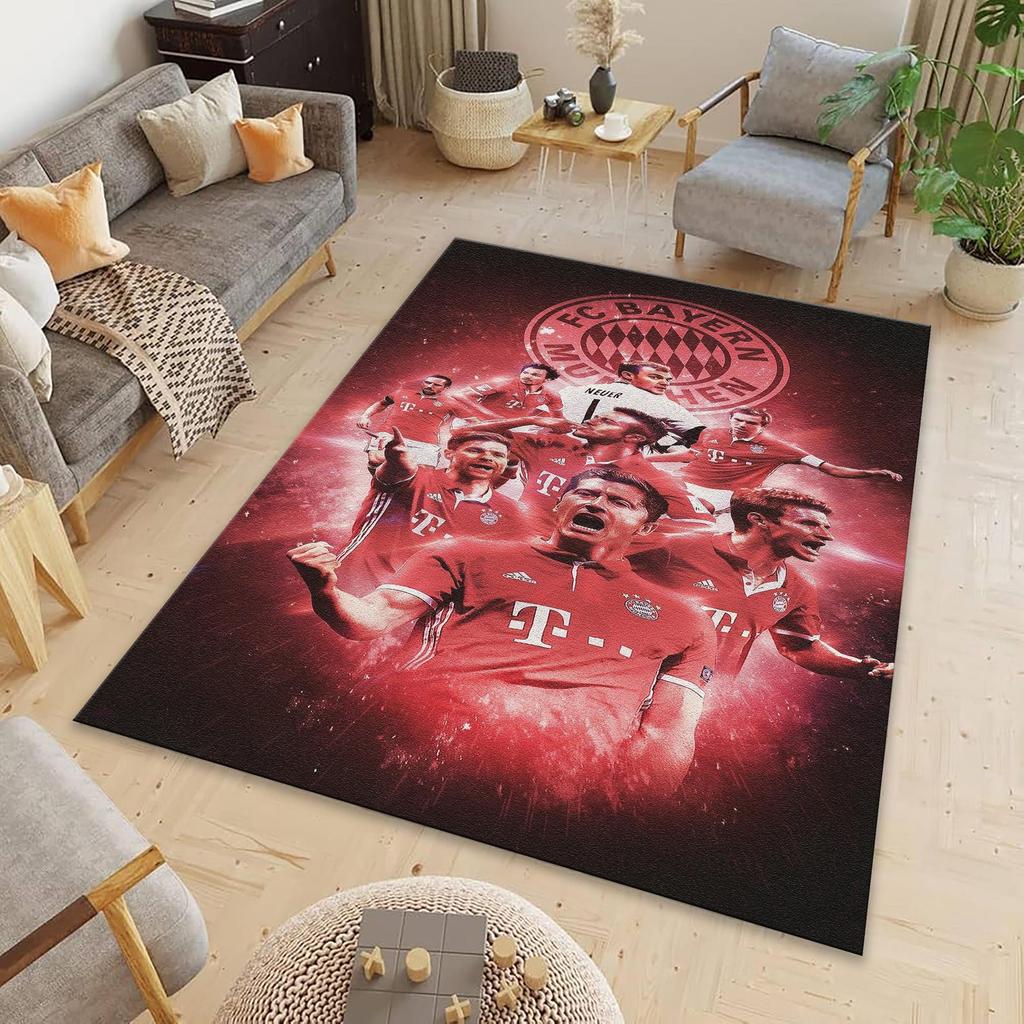 Tappeto Leggende Bayern Monaco, Tappeto Collage Giocatori FC Bayern, Decorazione Stella Calcistica Rossa, Regalo per Tifoso Bayern, Tappeto Squadra Calcio Lavabile Antiscivolo