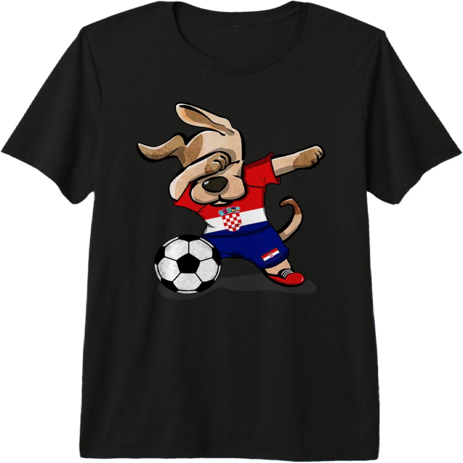 Dabbing Dog Croatia Soccer Fans Jersey Croatian Football Premium T-Shirt S разноцветный