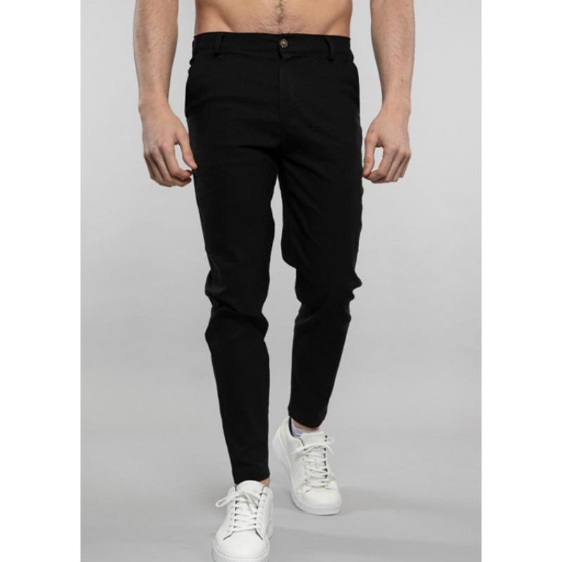 Calças Chino Masculinas Slim Fit Algodão Stretch Perna Afunilada Calças Casuais