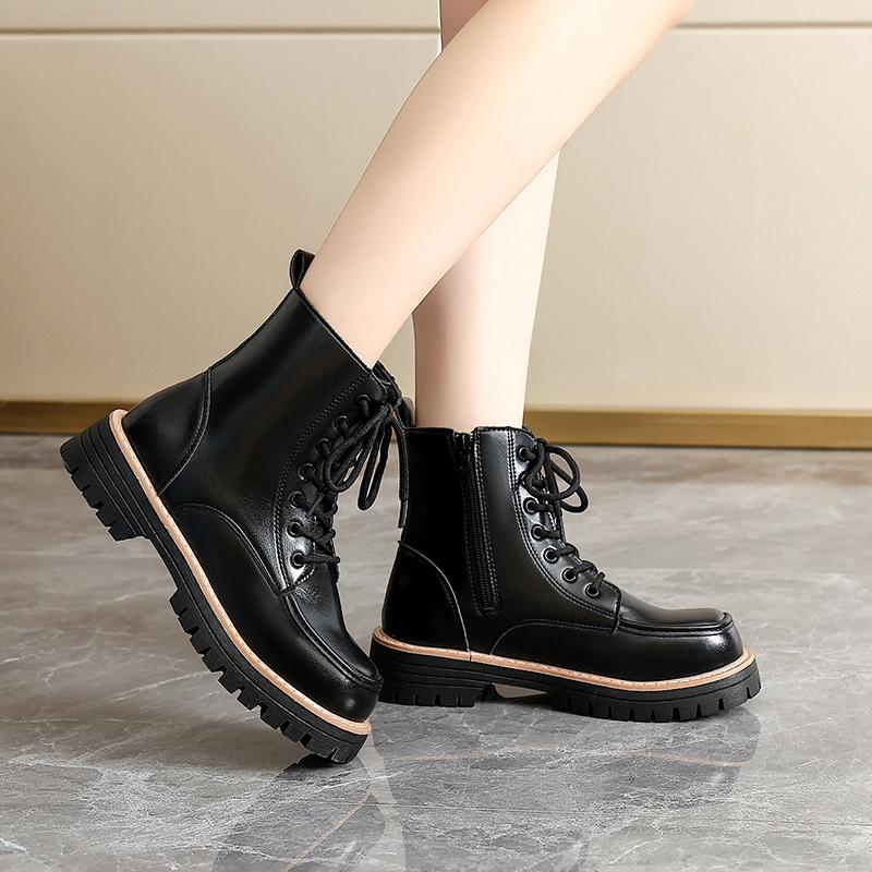 Women’s Winter Boots Casual Short Motorcycle Boots Street Style Black Warm Ankle Boots Plus Size