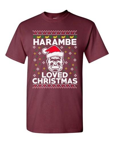 Harambe Loved Christmas Gorilla Ugly Xmas Animal Funny Adult DT T-Shirt Tee Unisex T-Shirt M