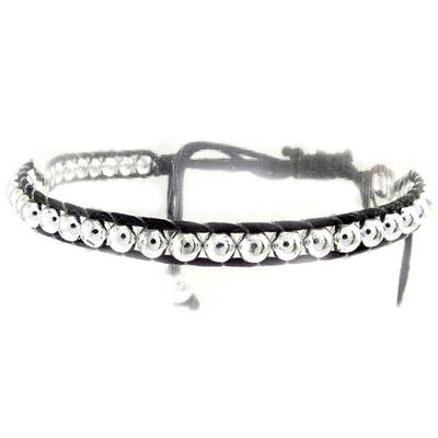[R5291] - Ethnische Armband 'Kilimanjaro' schwarz silberfarben - 5 mm