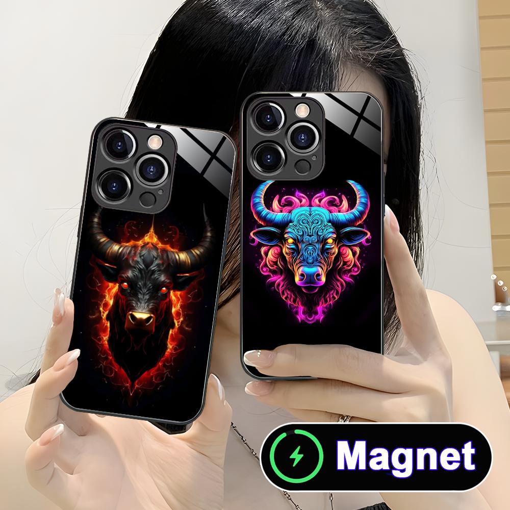 Bull Head Phone Case for iPhone 17 16 15 14 13 12 11 Air Pro Max Plus Mini Glass MagSafe Cover