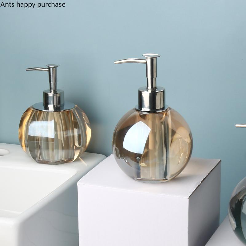 Transparent Crystal Glass Lotion Bottle Hand Sanitizer Bottles Shower Gel Bottle Shampoo Bottles Soap Dispenser Bathroom Product