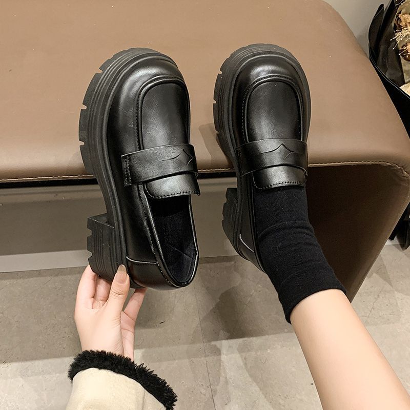 Large Size Loafers Women's British Style Small Leather Shoes 2025 New Japanese Versatile Retro Platform Heightening Mary Jane Shoes