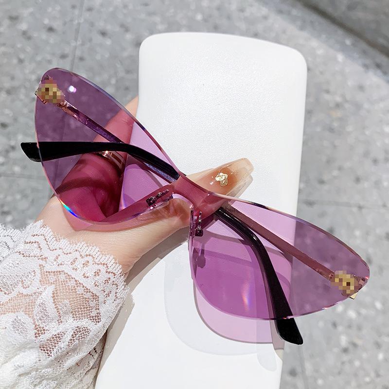 Frameless Trimmed Sunglasses Letter M Mijia Sunglasses Gradual Change Color Cat Glasses