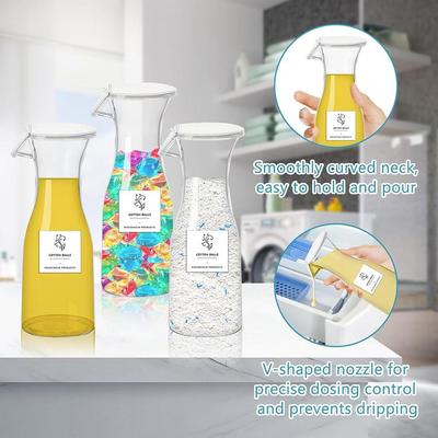 3-pack tvättmedelsdispenser 20 oz plastsköljmedelsflaska tvättmedelsbehållare, tvättstugeorganisatör för vätska