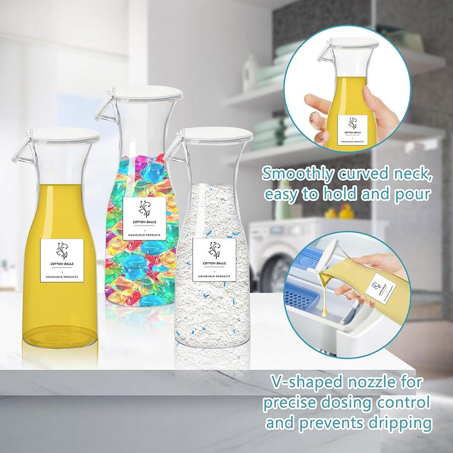 3 Pack Laundry Detergent Dispenser 20 OZ Plastic Fabric Softener Bottle Detergent Container, Laundry Room Organizer for Liquid