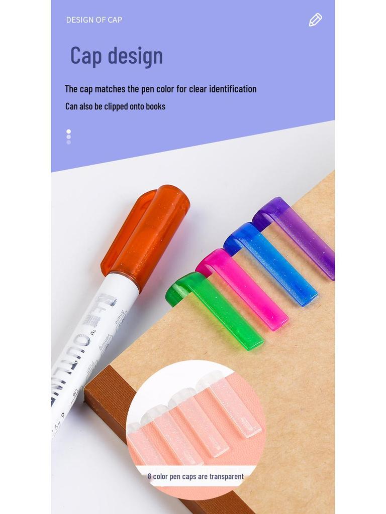 Children's Dual-Line Outline Highlighter Pen Set - 8 or 12 Colors for Drawing and Journaling