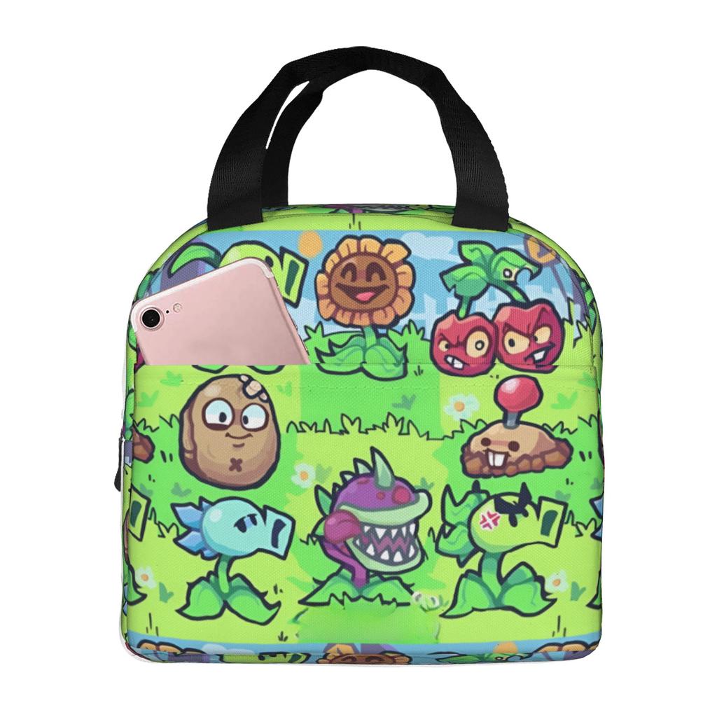 Custom Plants Gaming Zombies Insulated Lunch Bags for School Office Video Game Waterproof Thermal Cooler Lunch Box Unisex