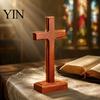 Wooden Standing Christian Gifts Solid Wood Stand Tabletop Ornament, Gifts, Catholic Religious Craft Faith Decor for Home Prayer Room Desktop