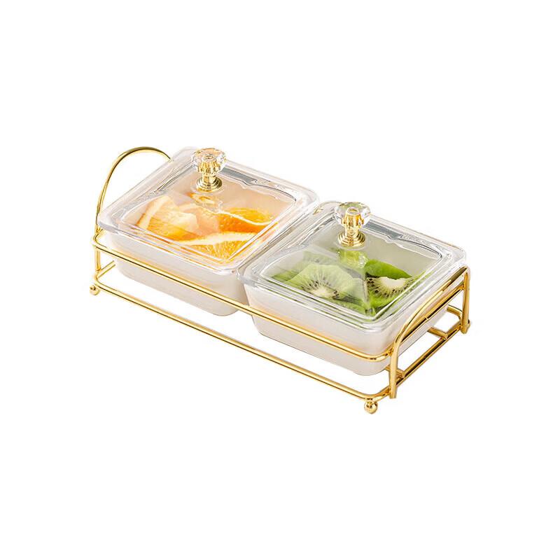 Ceramic Divided Serving Dish with Lid and Stand