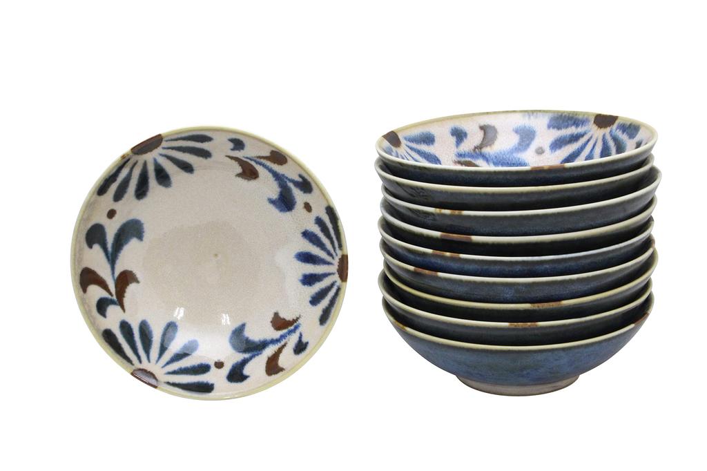 New Use Tropical Tableware Selected by an Okinawan Set of 10 Bowls That Can Be Used for [Commercial Set] Yachimun-patterned Grandmother. (small)