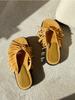 Summer Muller Slippers Women Pig Suede Fringe Modern Slippers Tassel Square Head Lazy Shoes Leisure Slides Flip Flops Sandal